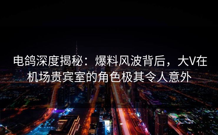 电鸽深度揭秘：爆料风波背后，大V在机场贵宾室的角色极其令人意外