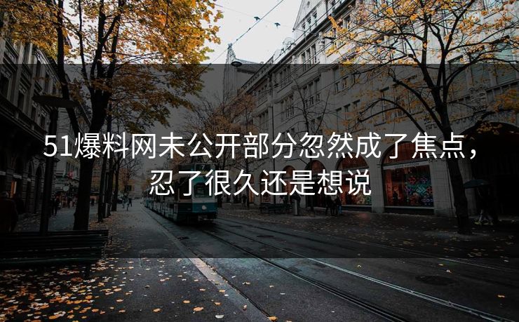 51爆料网未公开部分忽然成了焦点，忍了很久还是想说