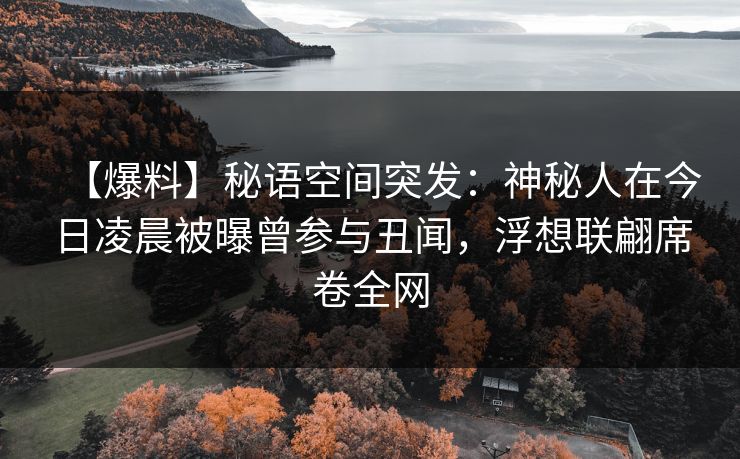【爆料】秘语空间突发：神秘人在今日凌晨被曝曾参与丑闻，浮想联翩席卷全网