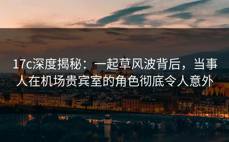 17c深度揭秘：一起草风波背后，当事人在机场贵宾室的角色彻底令人意外